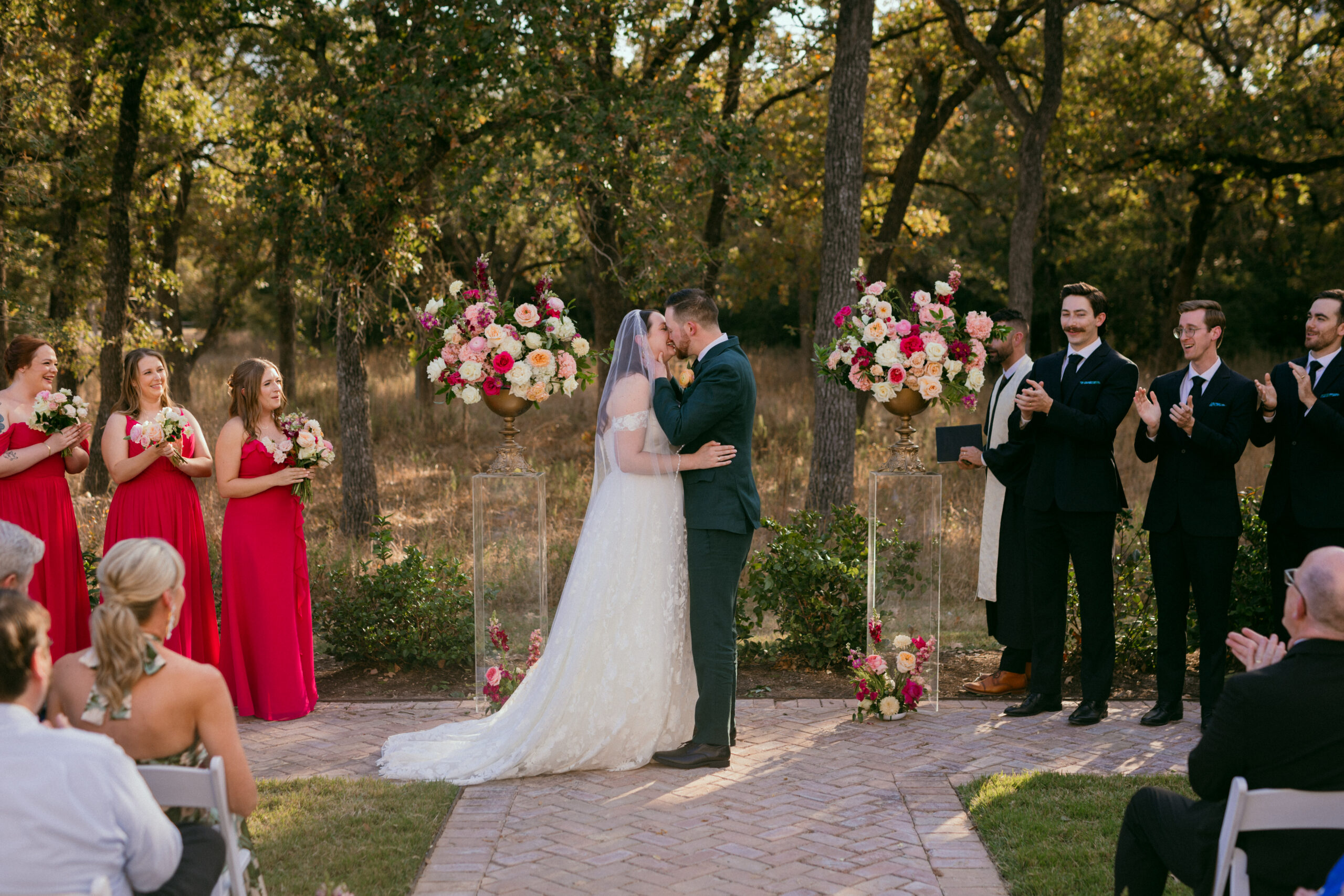 Couple first kiss wedding ceremony