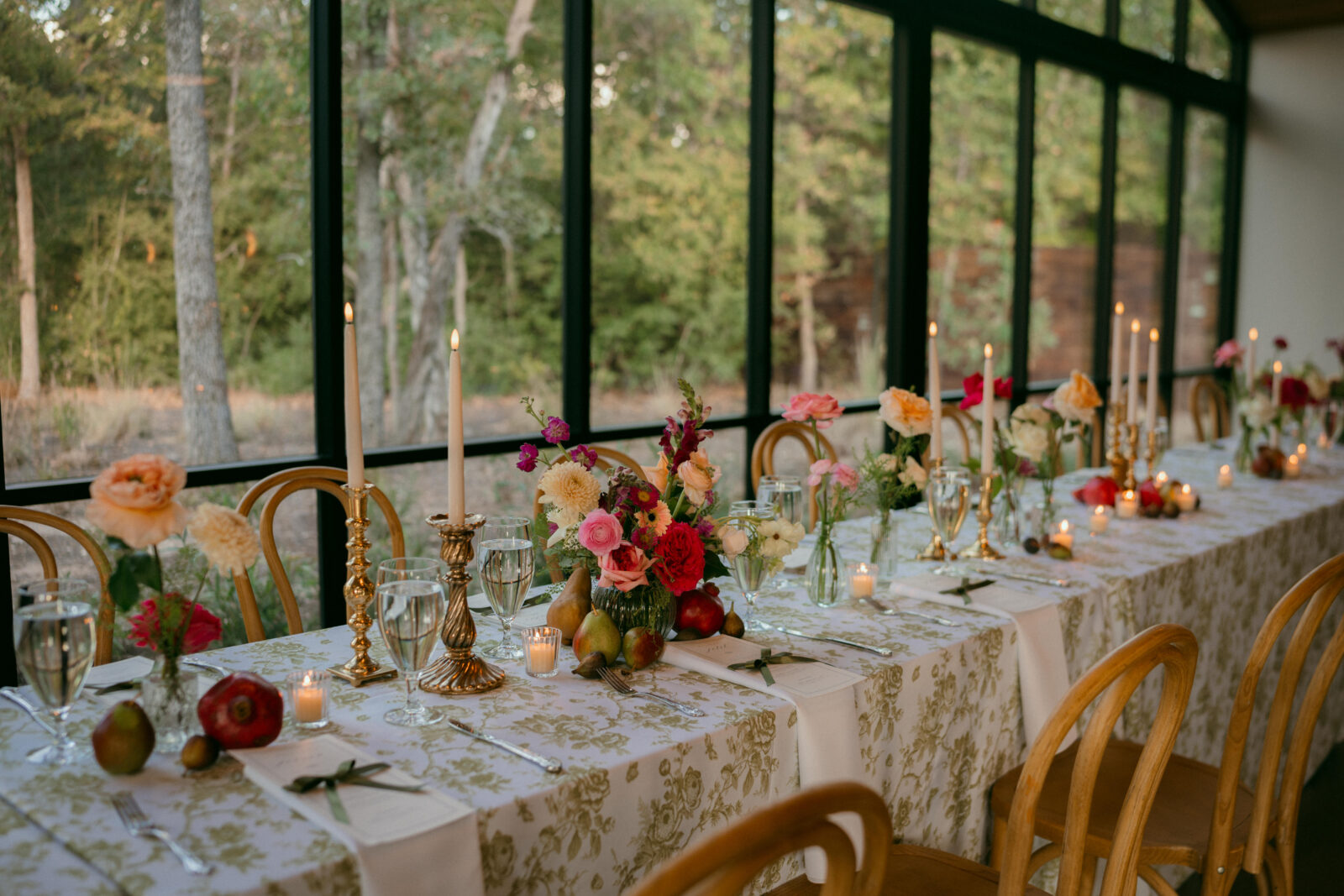 Flowers on table at wedding reception