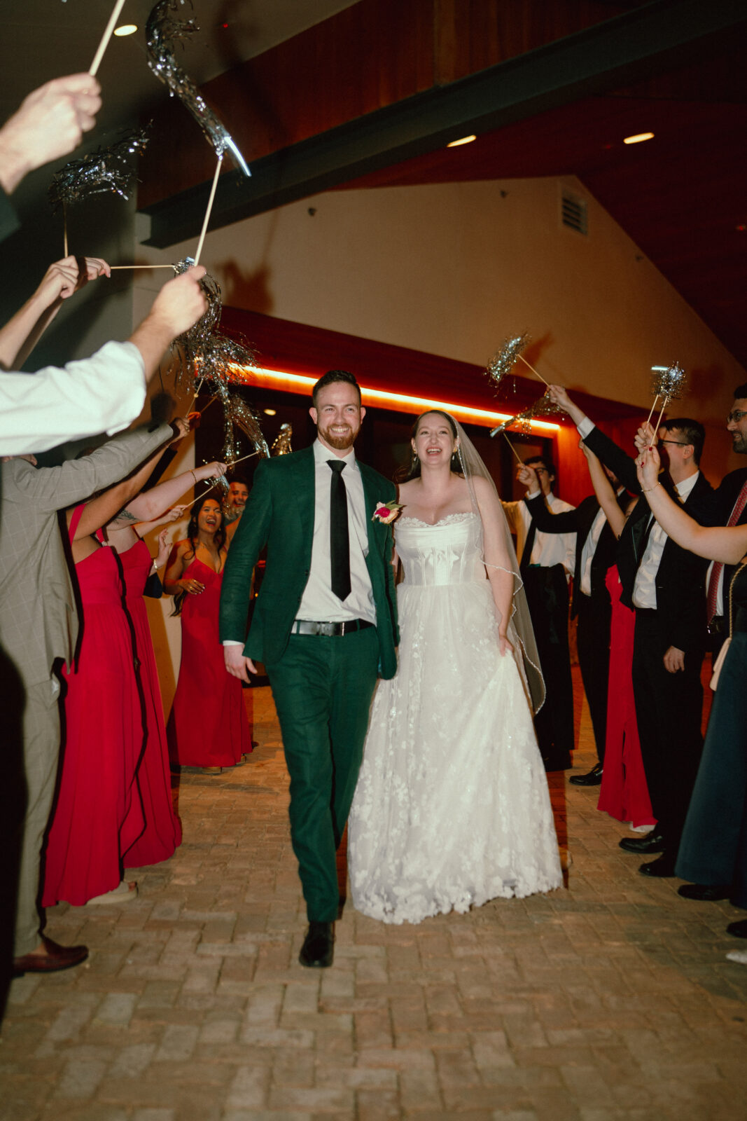 bride and groom exiting wedding